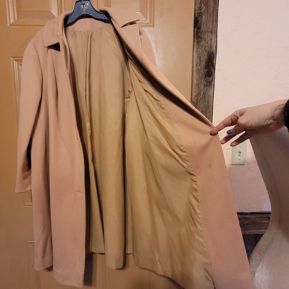 Vintage Montgomery Ward 1970s Women's Small Camel Color Coat A-line Collared - Picture 6 of 10